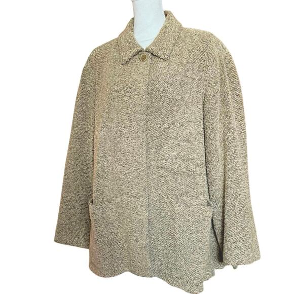 Louis Feraud Contraire wool silk angora tweed cape swing coat jacket plus sz 16 - Picture 2 of 16